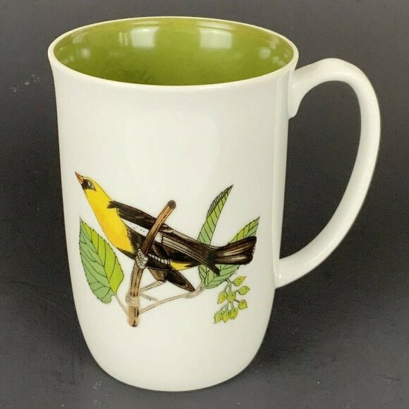 Fitz & Floyd For Neiman Marcus Yellow Finch Bird Series 8 Oz Mug 1975 Porcelain - Picture 1 of 6